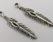 Feather Charms Silver Colored 27mm x 5mm