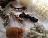 Fiber sampler - natural neutrals roving mohair locks dyed wool 1 oz number 3