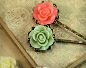 Rose Flowers Hair Pin Kit. Make your own Hair Pins with Annie Howes. Roses 21mm. AHHP21ROSE
