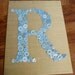 Nursery Art Button Letter Monogram -- Your Baby's Initial on Silk -- Ready-to-Frame for 11"x14" Frame (frame not included)