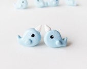 Blue Narwhal Earrings Polymer Clay Jewelry