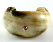 Organic Horn & Cubic Zirconia Stone Cuff Bracelet Handmade