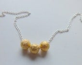 Golden Stardust Necklace, Sterling Silver Chain, Two Tone Jewelry