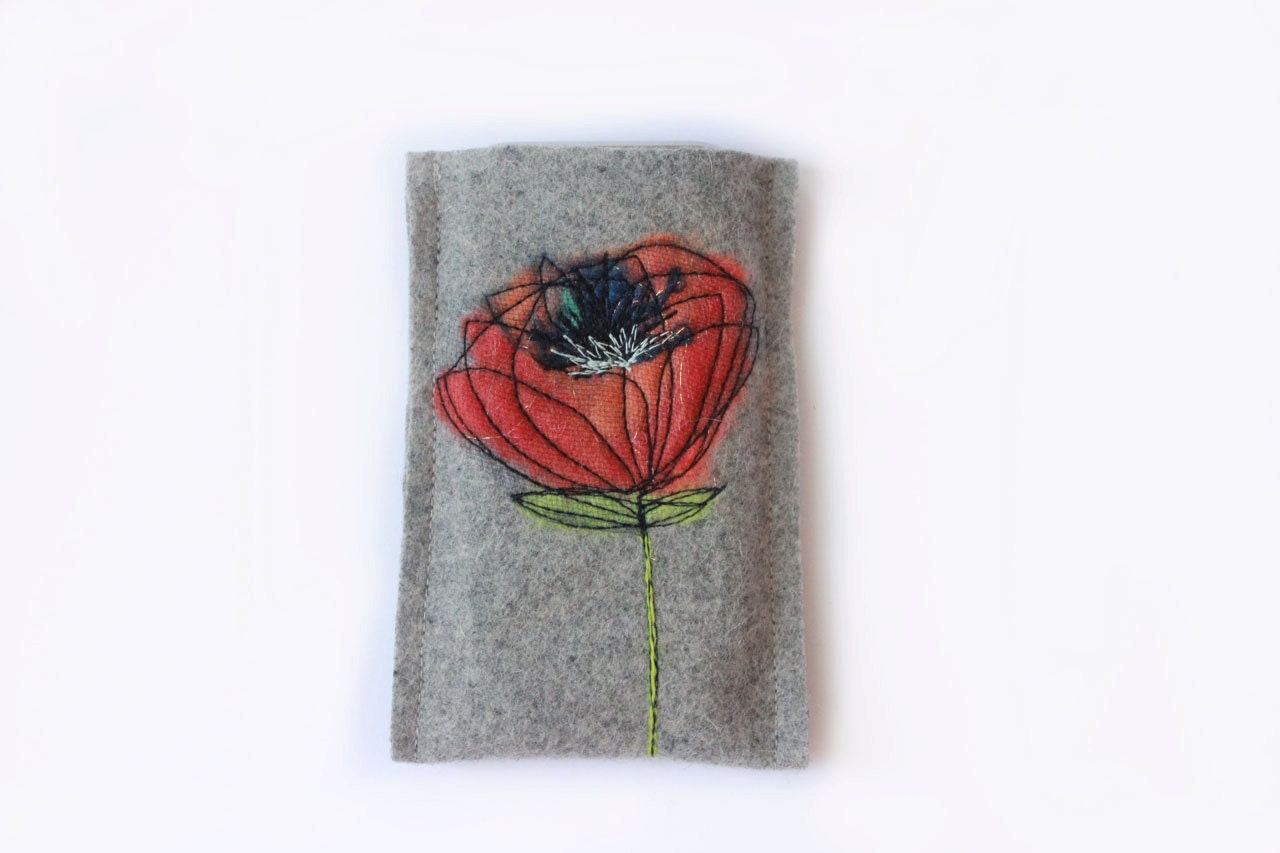 Felt iPhone Sleeve - Tangerine Poppy