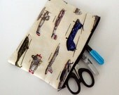 medium zipper pouch vintage retro planes