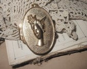 vintage Cameo locket perfume pendant goddess