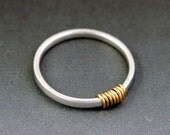 Gold and Silver Ring - Mixed Metal Wire Wrapped Ring Band