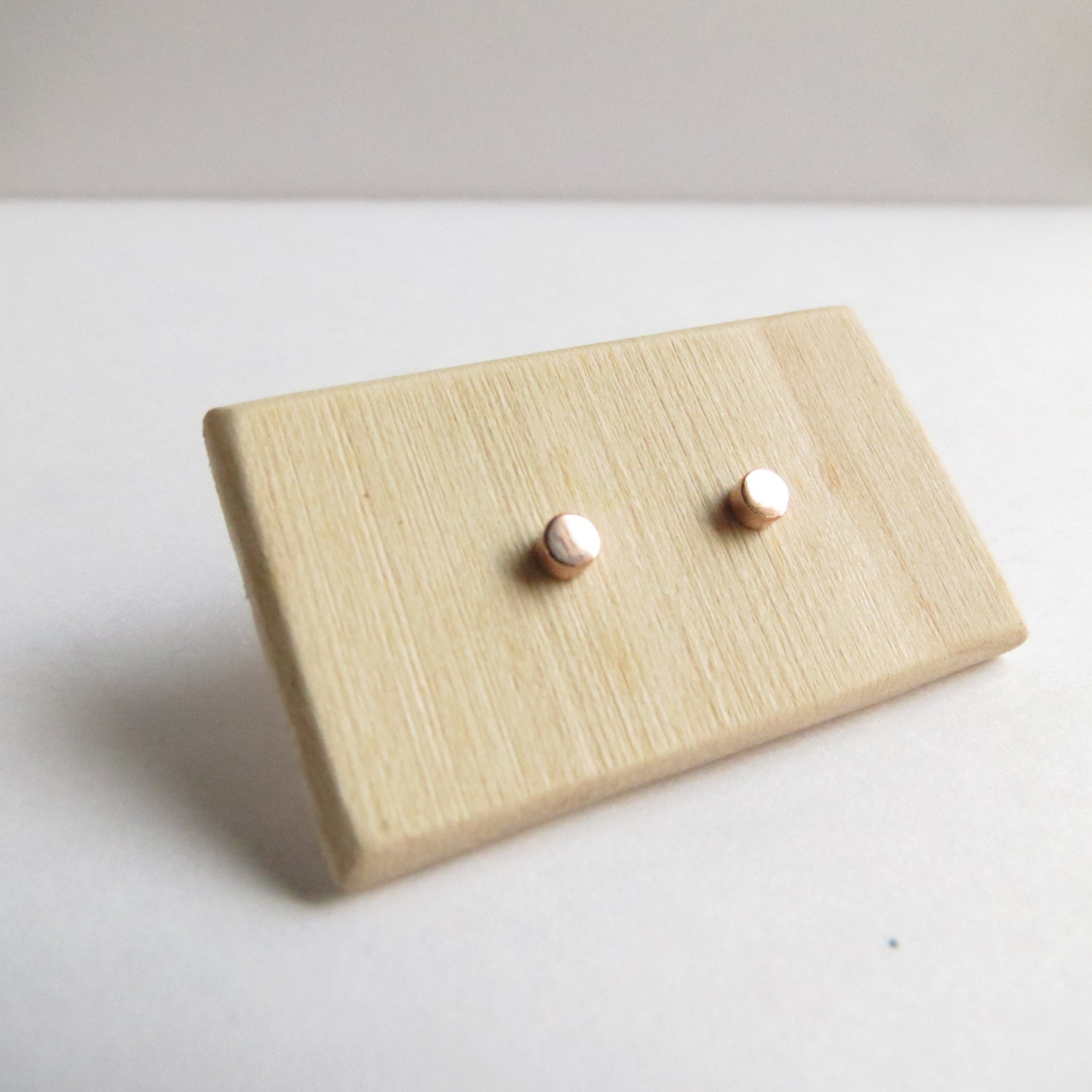 Solid 14K Rose Gold Graphic Circle Studs
