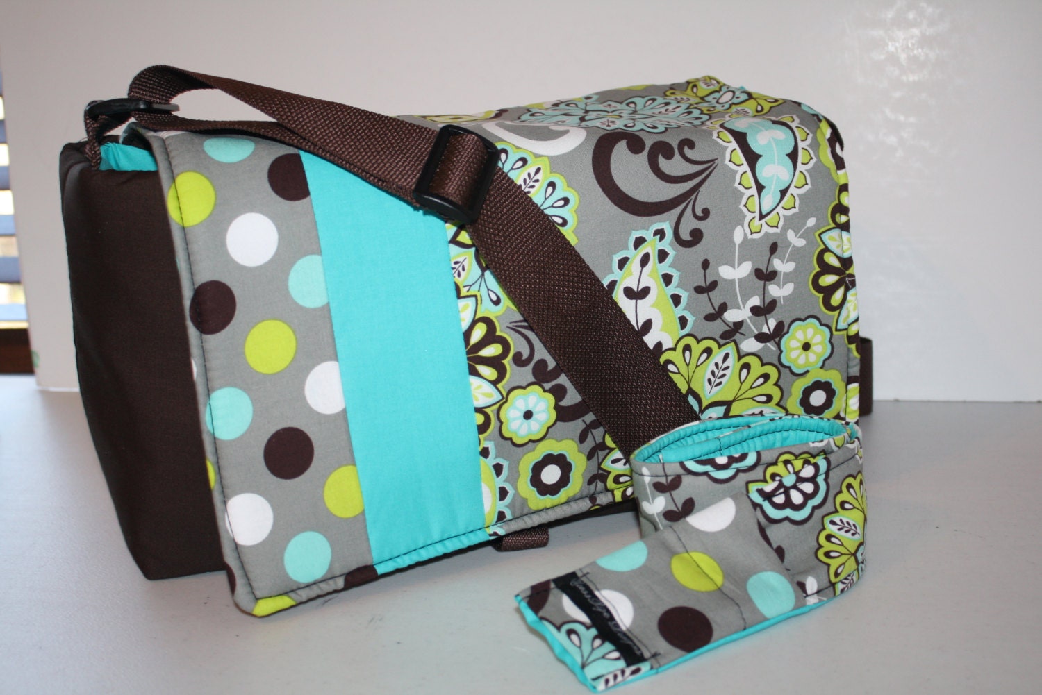 Digital Slr CAMERA Bag Dslr camera Bag Lens case purse 2 Lime Dot / Paisley Teal and Camera strap Cover Sm