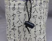 small script kanji or blue stripe square bottom dice bag
