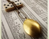 large slender locket necklace -  brass oval