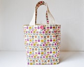 Urban Ditsy Project Bag - Medium Cotton Tote in Pink Yellow and Gray
