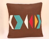 Chevron Applique Pillow Cover in Brown
