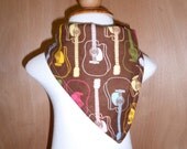 Bandana Kerchief Bib in Guitar Print