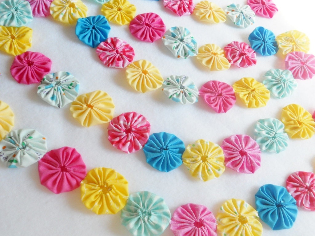 Birthday Garlands Bunting CANDY PASTEL Fabric Banner Luau Circus Fair Carnival Photo Booth Photography Prop Wedding Swag 3 Ft