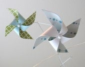 Pinwheel Mobile / Baby Boy or Girl / Nursery Decor / Crib Mobile / Blue, Green and White : Calm Cool and Collected
