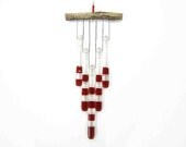 Glass Red Wind Chime with Driftwood