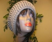 Crocheted Slouchy Hat-Grey