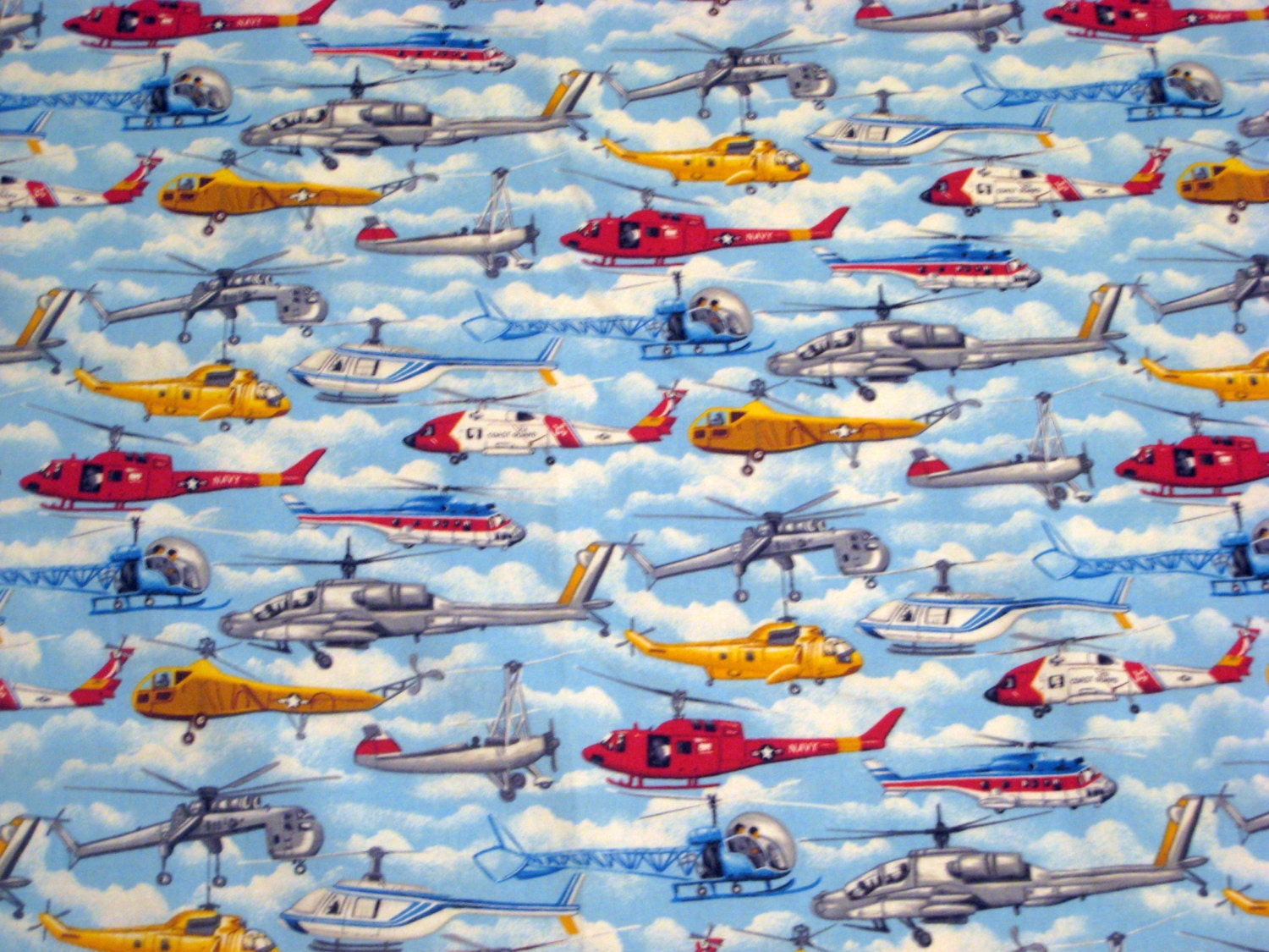Patriots Helicopter Robert Kaufman Fabric 100% Cotton Quilting Sewing Blue Yellow Red 1/2 yard