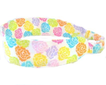 Rainbow of Roses Headband Fabric Headband - Adjustable Elastic - Pink Yellow Orange Purple Green Turquoise Floral