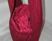 Handwoven knitting shoulder bag red