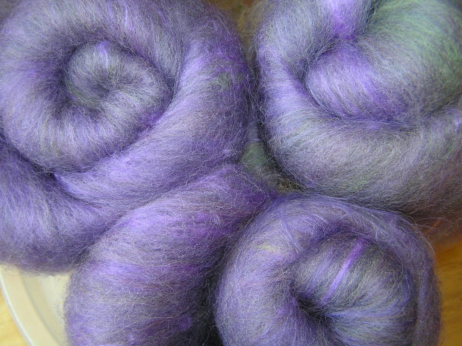 120g purple falkland, rayon and silk spinning batts, crocus