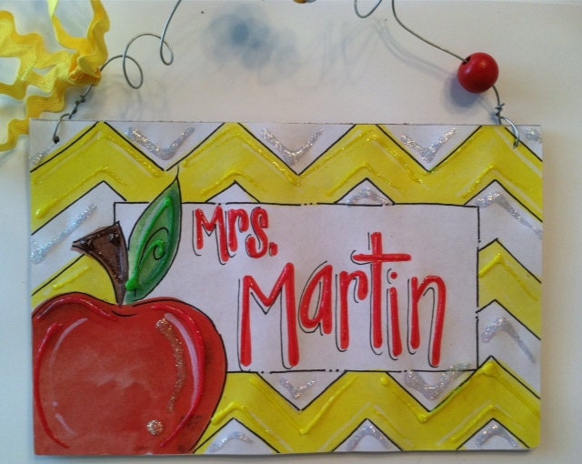 Hand personalized teacher chevron class sign