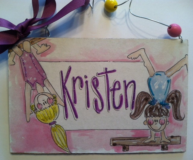 Adorable gymnastics sign personalized with your little gymnasts name