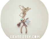 Brass Wishbone Cluster Necklace