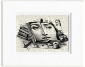 An Open Book  - Fornasetti inspired, my original printed on vintage dictionary page