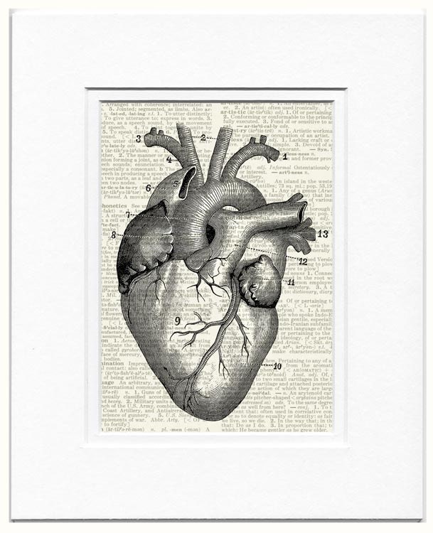 heart - what would your hear if your listened to your beautuful heart -  printed on page from old dictionary