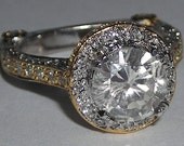3.5 carat pave diamond engagement ring band set gold