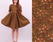50s Dress / Junior Dress / Moss Green Full Skirt Dress / sz XS