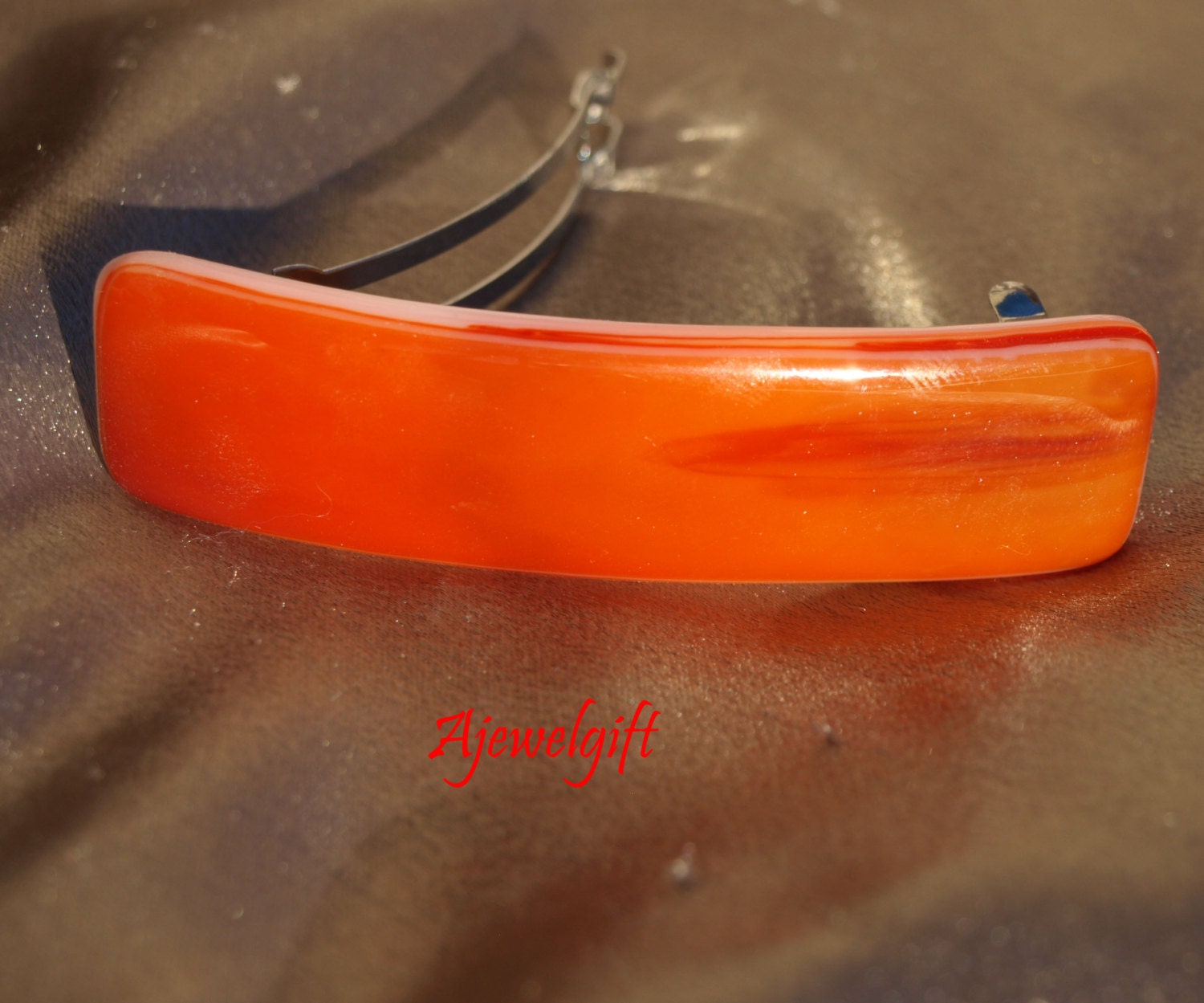 Lava Orange Fused Glass Barrette 133008
