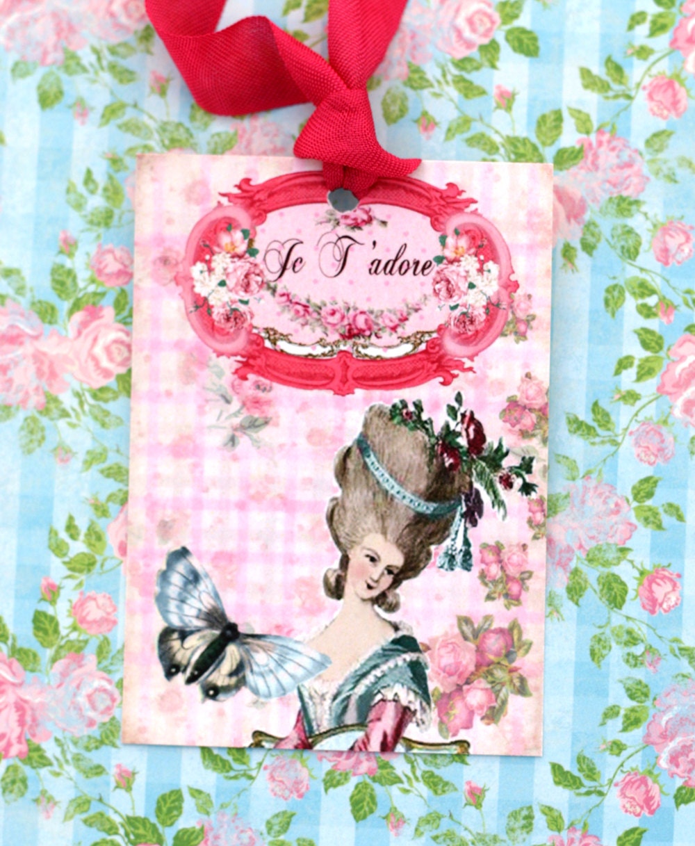 Chic Marie Antoinette French Blank Gift Tags