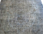 Grey Blue Overdyed Vintage Carpet