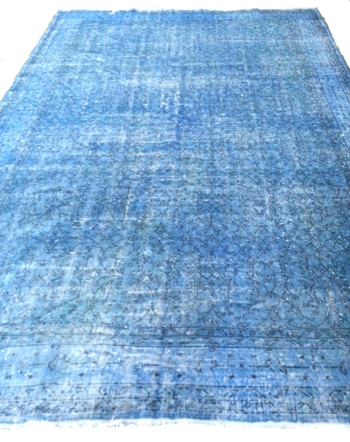 Large Blue Overdyed Vintage Carpet