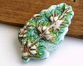 S A L E - Handmade Polymer Clay Leaf Pendant/Focal - Imprint Series