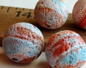 Handmade Polymer Clay Round Beads - Eroded