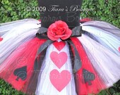 Queen of Hearts - A Tiara's Boutique Original Design - Custom Sewn Tutu - Up to 12'' in length - Available in sizes up to 5T