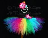 Rainbow Tutu and Headband Set - Girls Birthday Tutu - Iris, a magical rainbow pixie - 12'' Sewn Tutu - up to size 5T