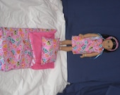 Handmade Sleeping Bag (Sweet Treats and Pillowcase  Doll Dress and Headband) fits 18 inch Doll Like American Girl   Last One