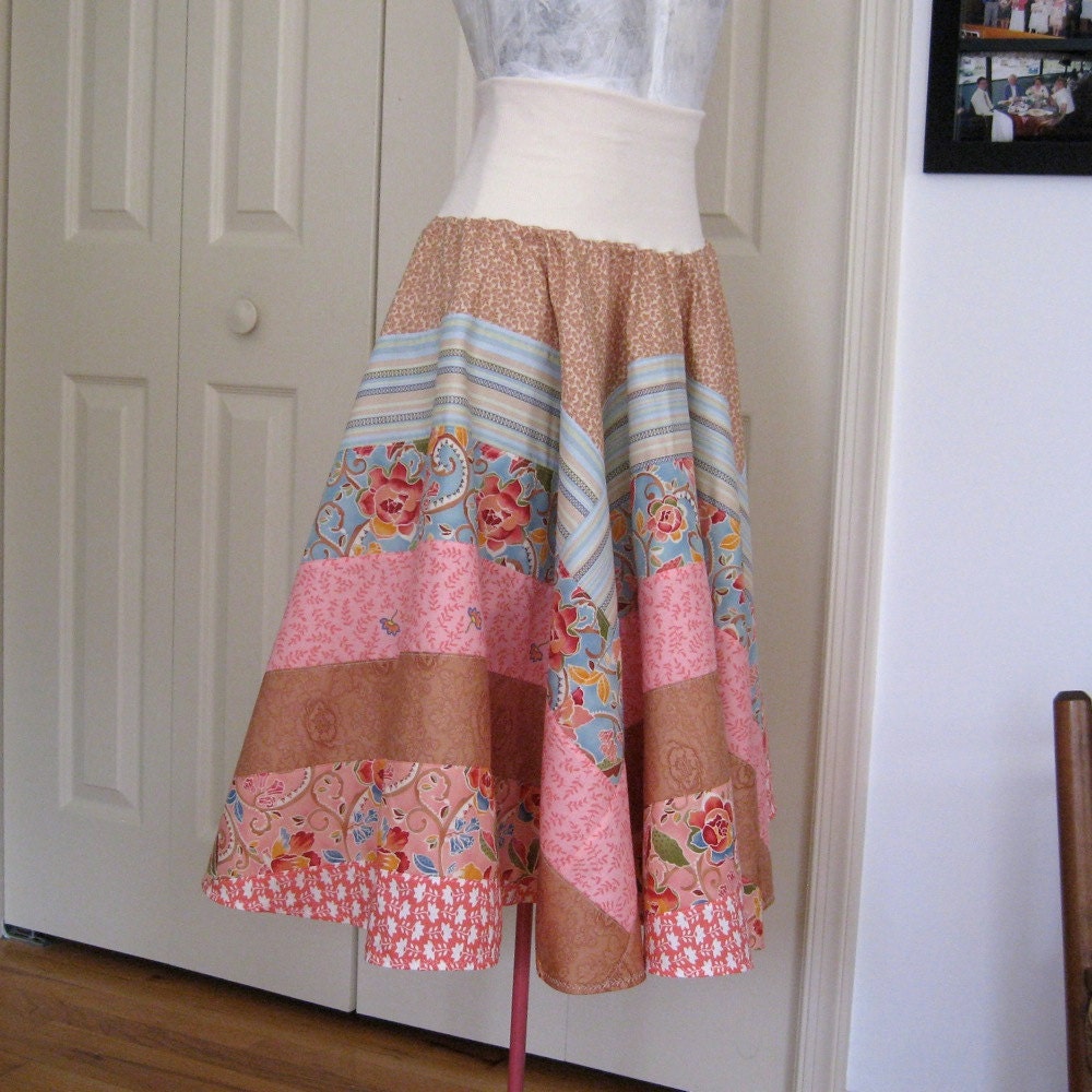 Morning Walk Patchwork Circle Skirt  - model 2 - Large, Extra Large and Plus Sizes