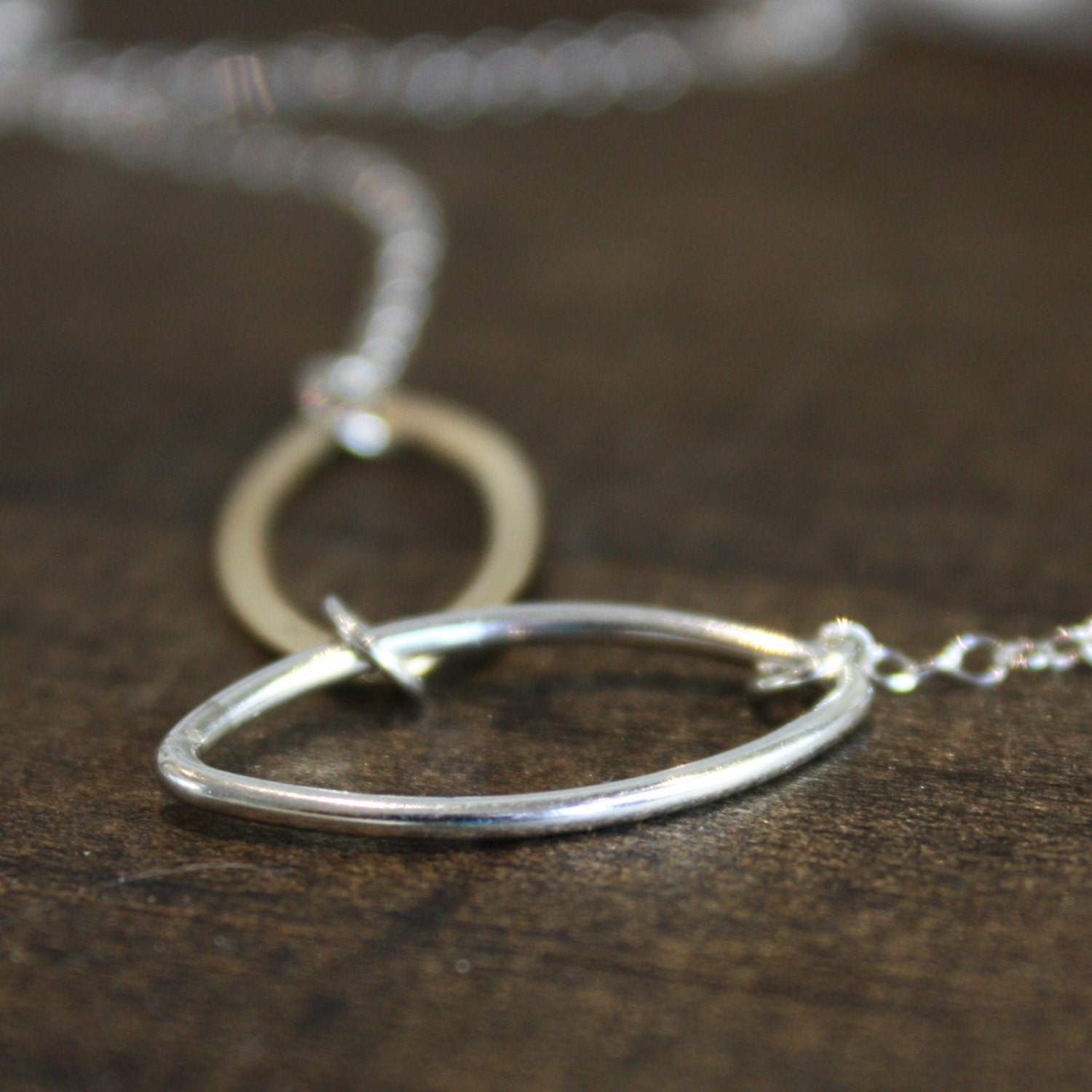 Necklace - Modern Marquise - Gold, Sterling Silver