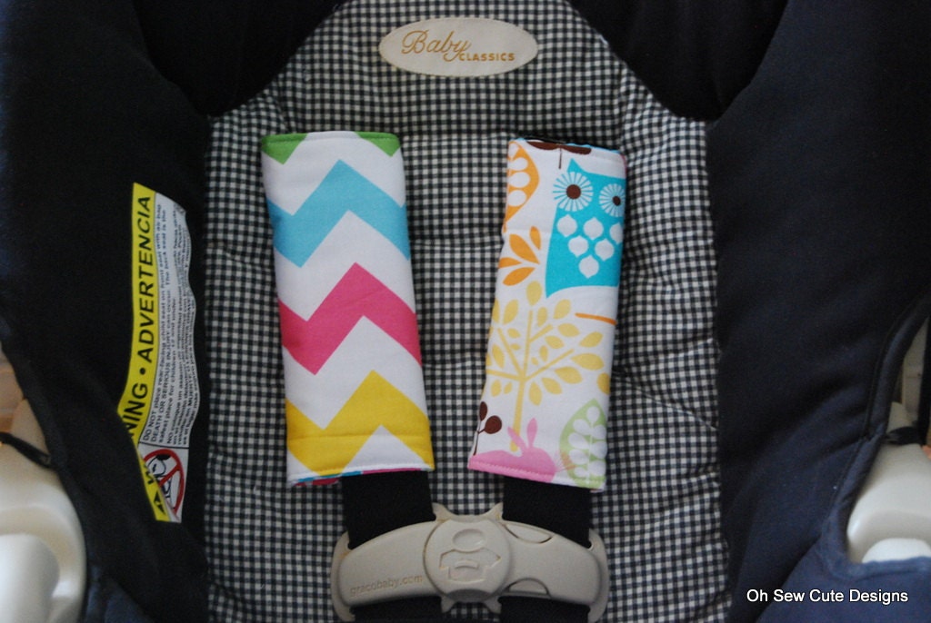 Cute Forest Life and Girl Chevron Car Seat Strap Covers