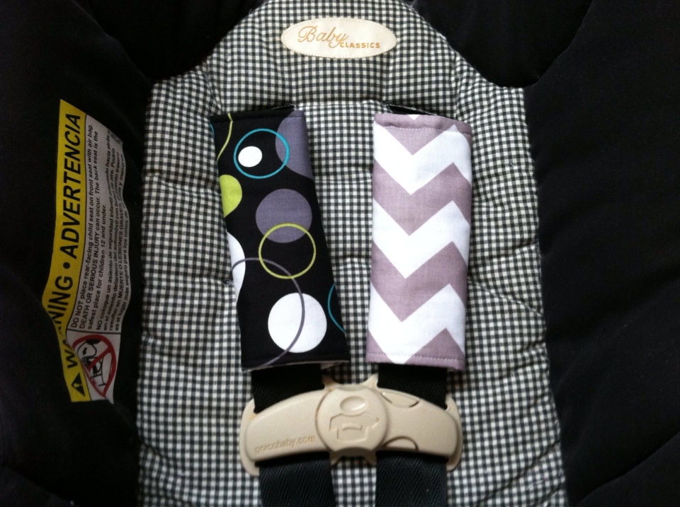 Cute Lagoon Hoopla Dot and Grey Chevron Car Seat Strap Covers
