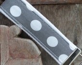 READY TO SHIP-Beautiful Key Fob/Keychain/Wristlet- Medium White Dots on White