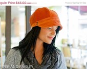 LAST CHANCE SALE Gillian Hat- Womens Newsboy Cap in Rustic Orange