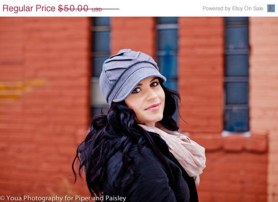 LAST CHANCE SALE Tucks Hat- blue/grey wool
