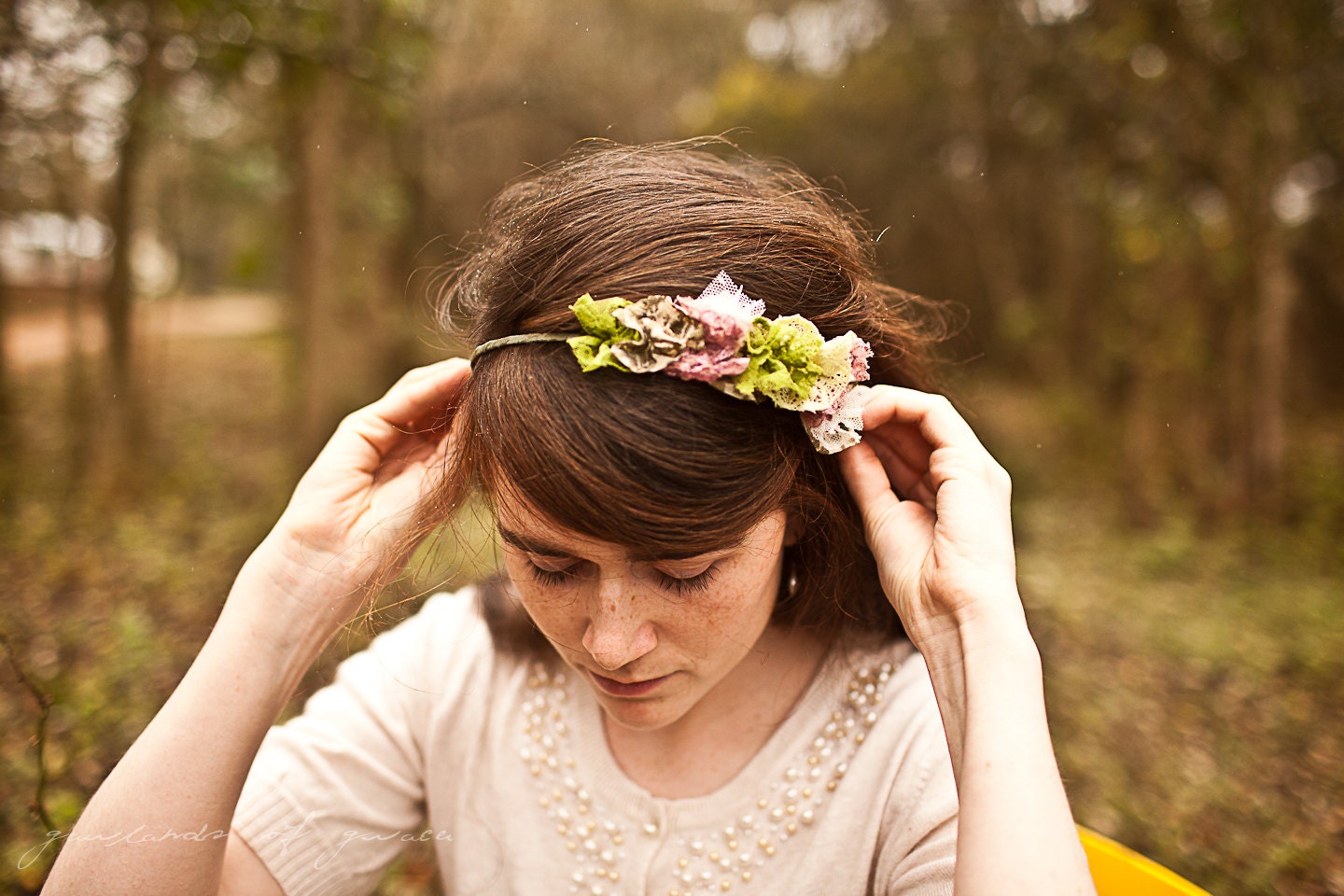 Waterhouse Headband in Variegated Plum  - Garlands of Grace Wedding Collection 2013
